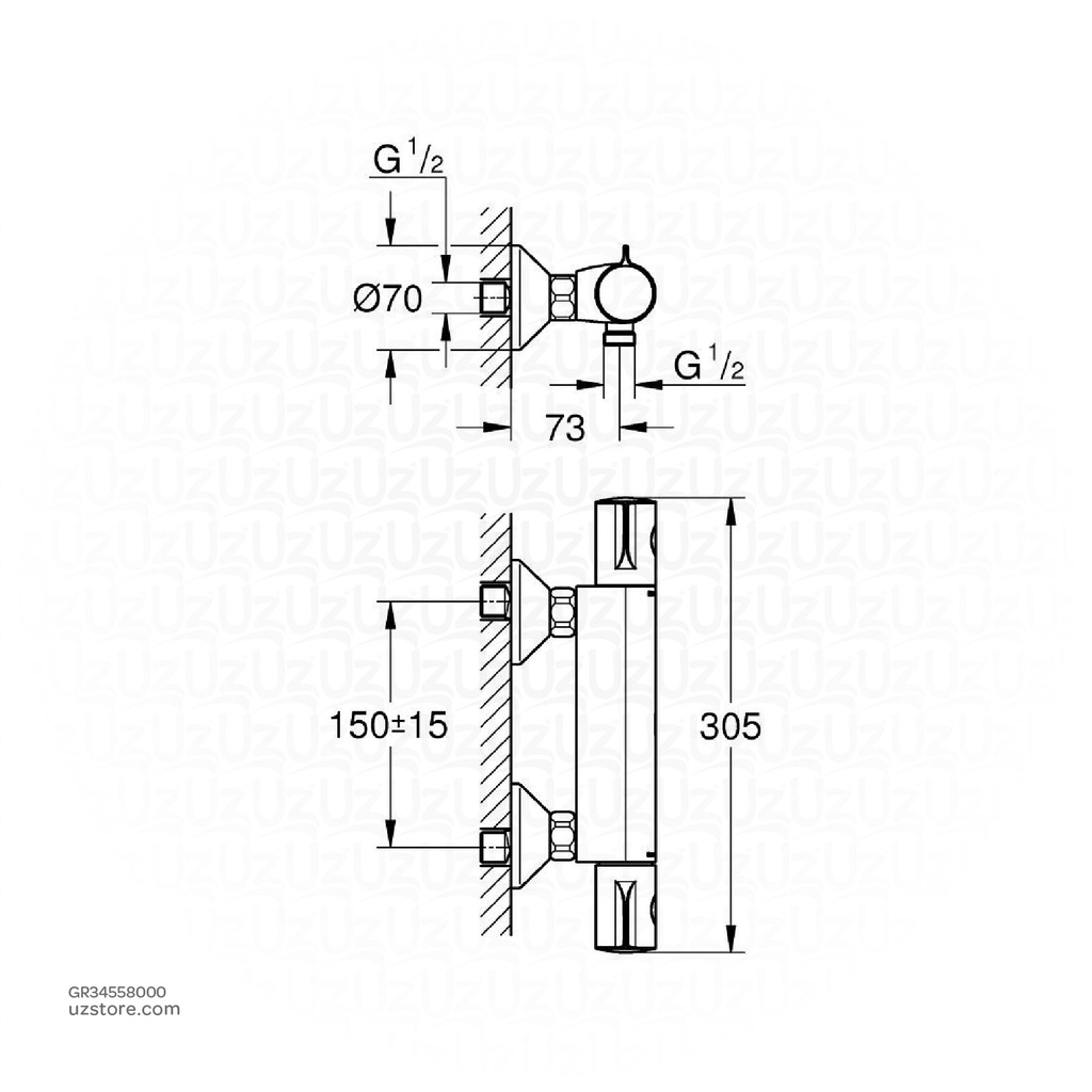 GROHE Grohtherm 800 Shower Safety mixer , 34558000 , chrome