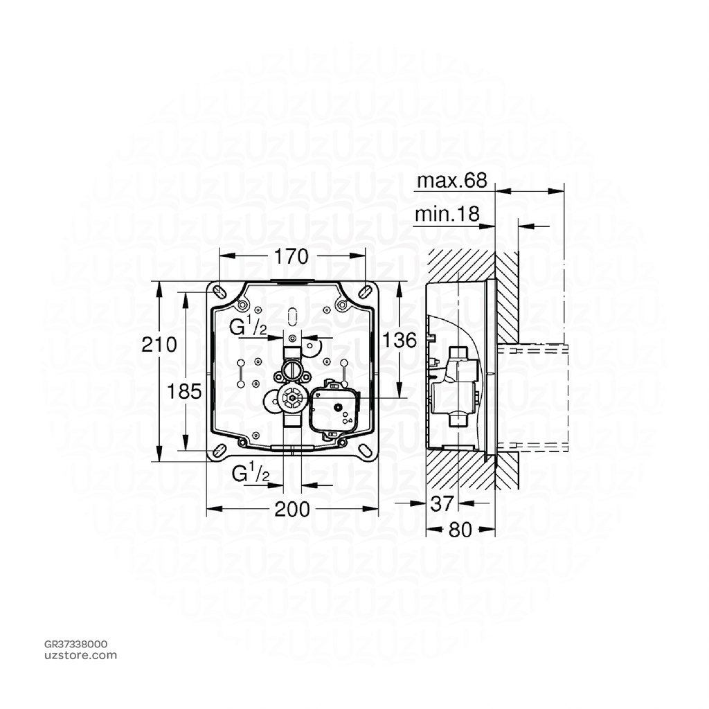 GROHE GROHE Rapido U , 37338000 , chrome