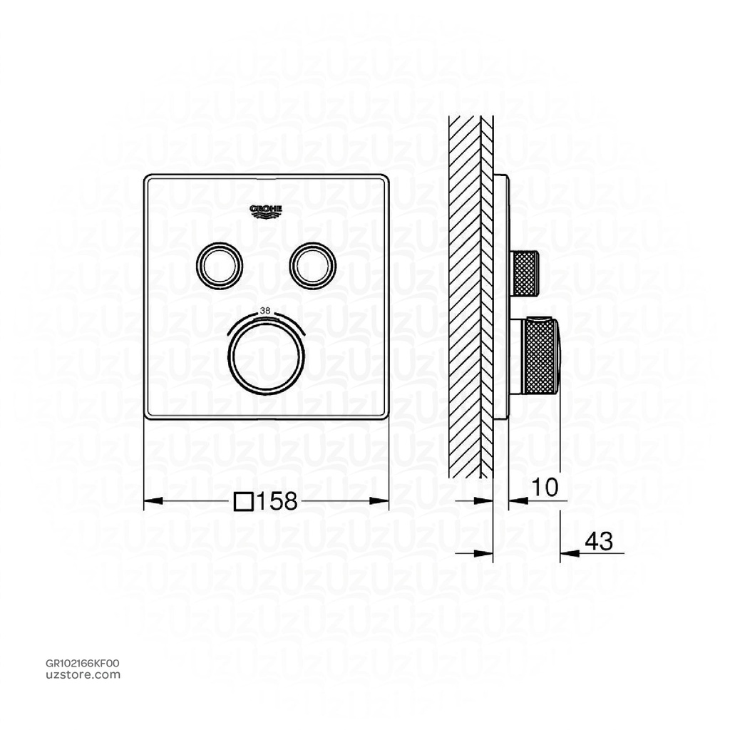 GROHE Grohtherm SmartControl Safety mixer for concealed installation with 2 valves , 102166KF00 , phantom black
