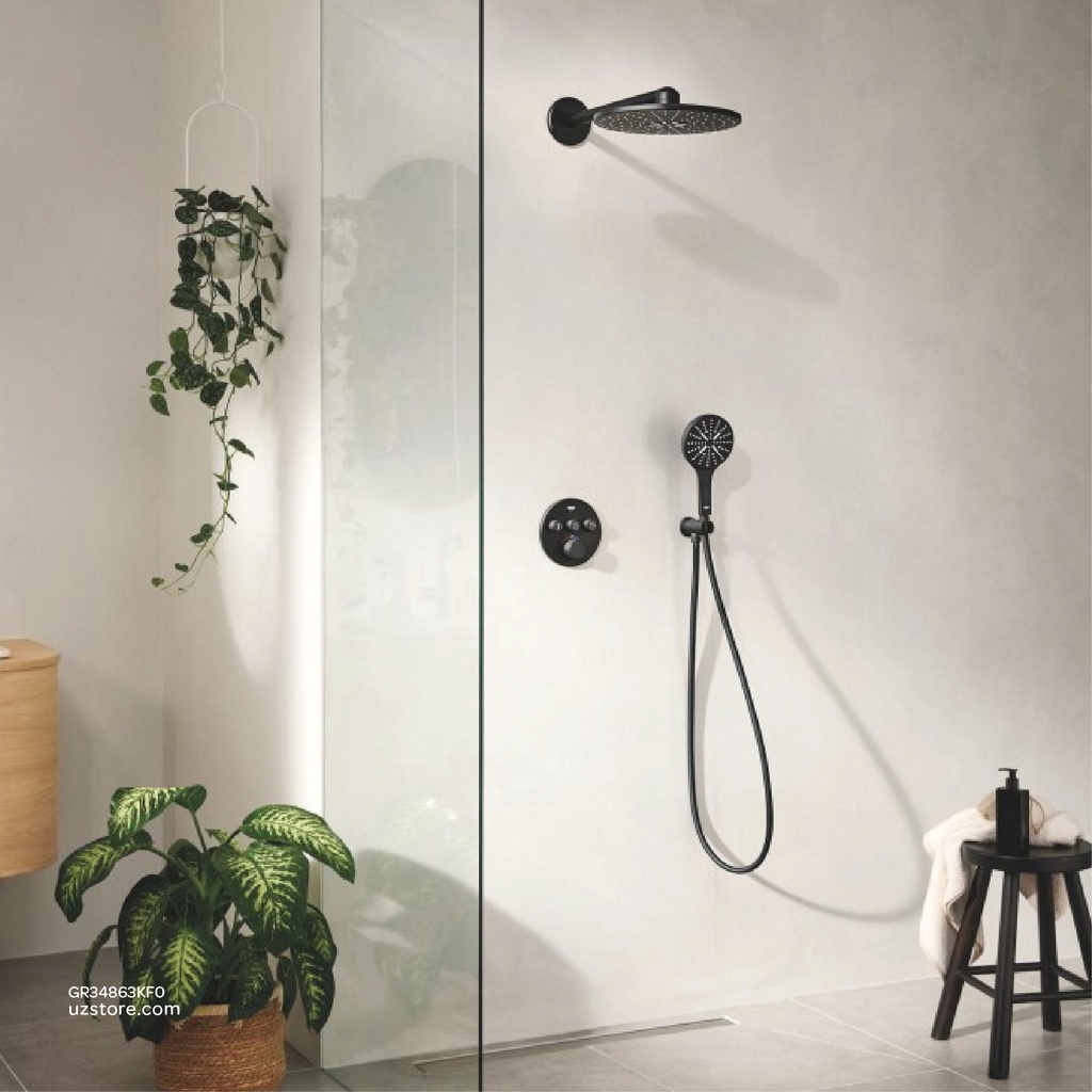 GROHE Grohtherm SmartControl Concealed shower system with Rainshower SmartActive 310 , 34863KF0 , phantom black