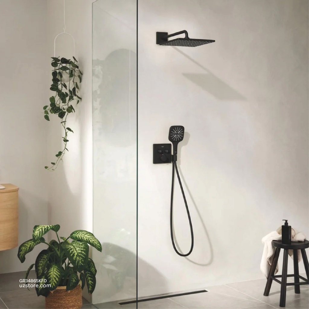 GROHE Grohtherm SmartControl Concealed shower system with Rainshower Mono 310 Cube , 34865KF0 , phantom black