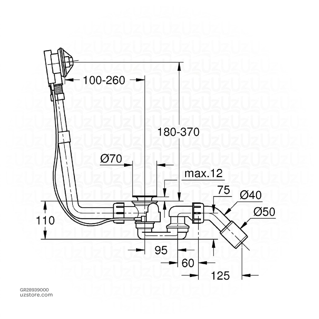 GROHE Talento Talento pop-up bath waste and overflow , 28939000 , chrome