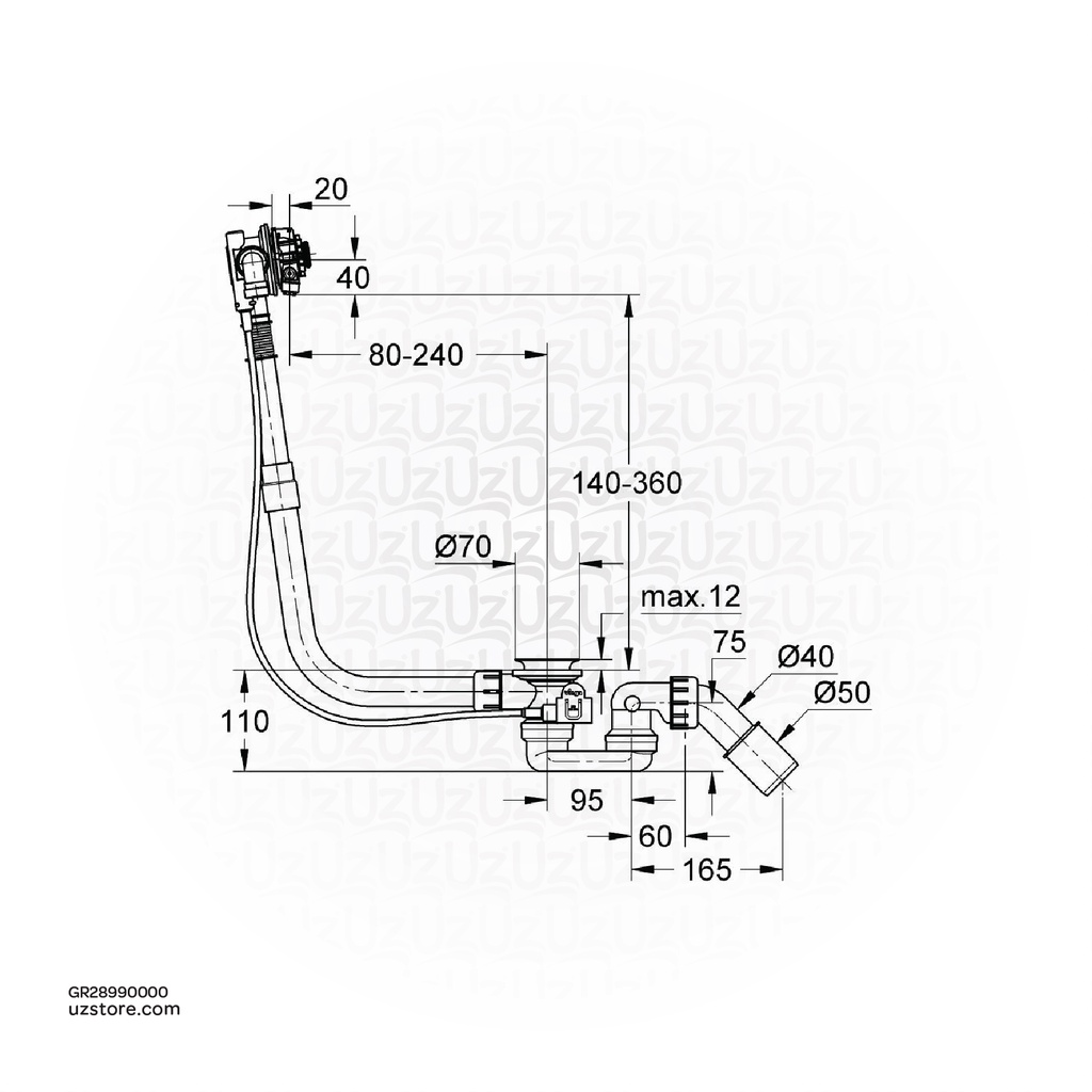 GROHE Talentofill Inlet , pop-up and waste-system , 28990000 , chrome