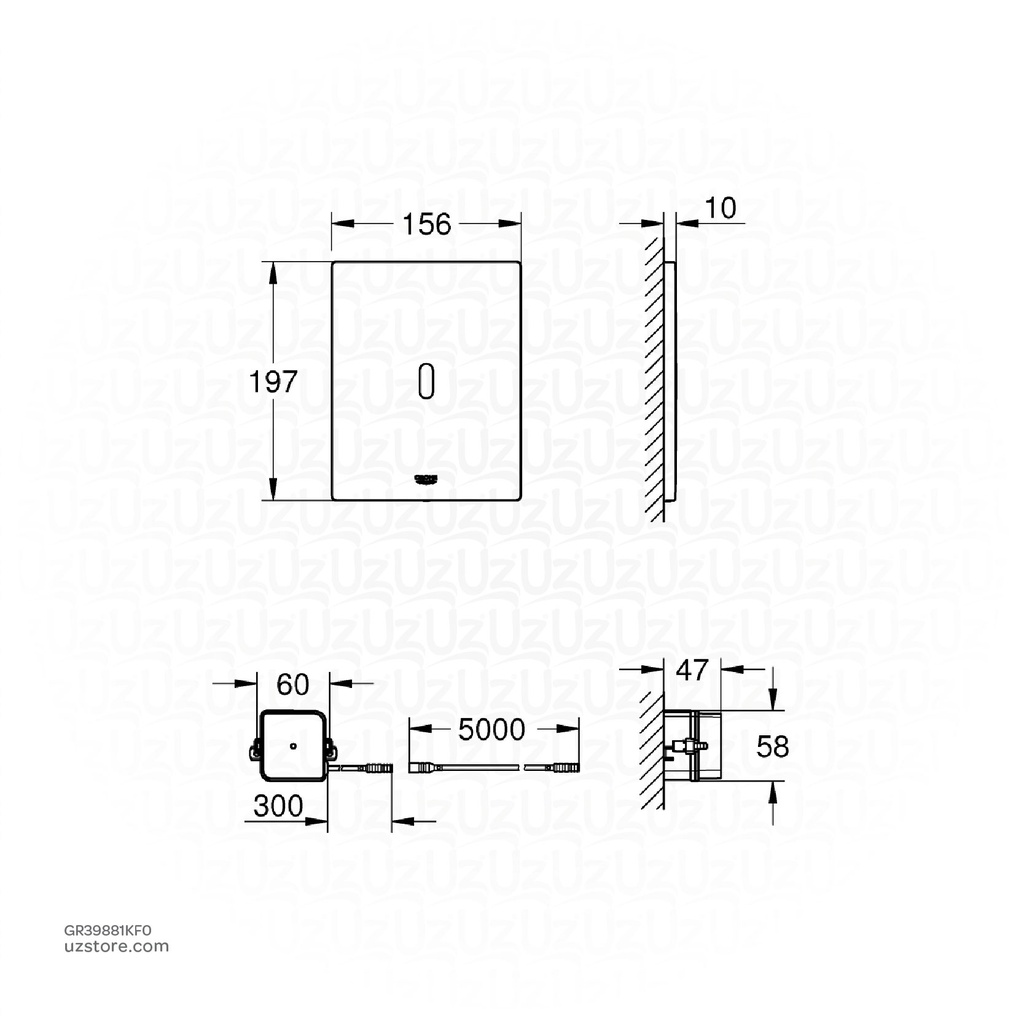 GROHE Tectron Bau E Infra-red electronic for WC flushing cistern , 39881KF0 , phantom black