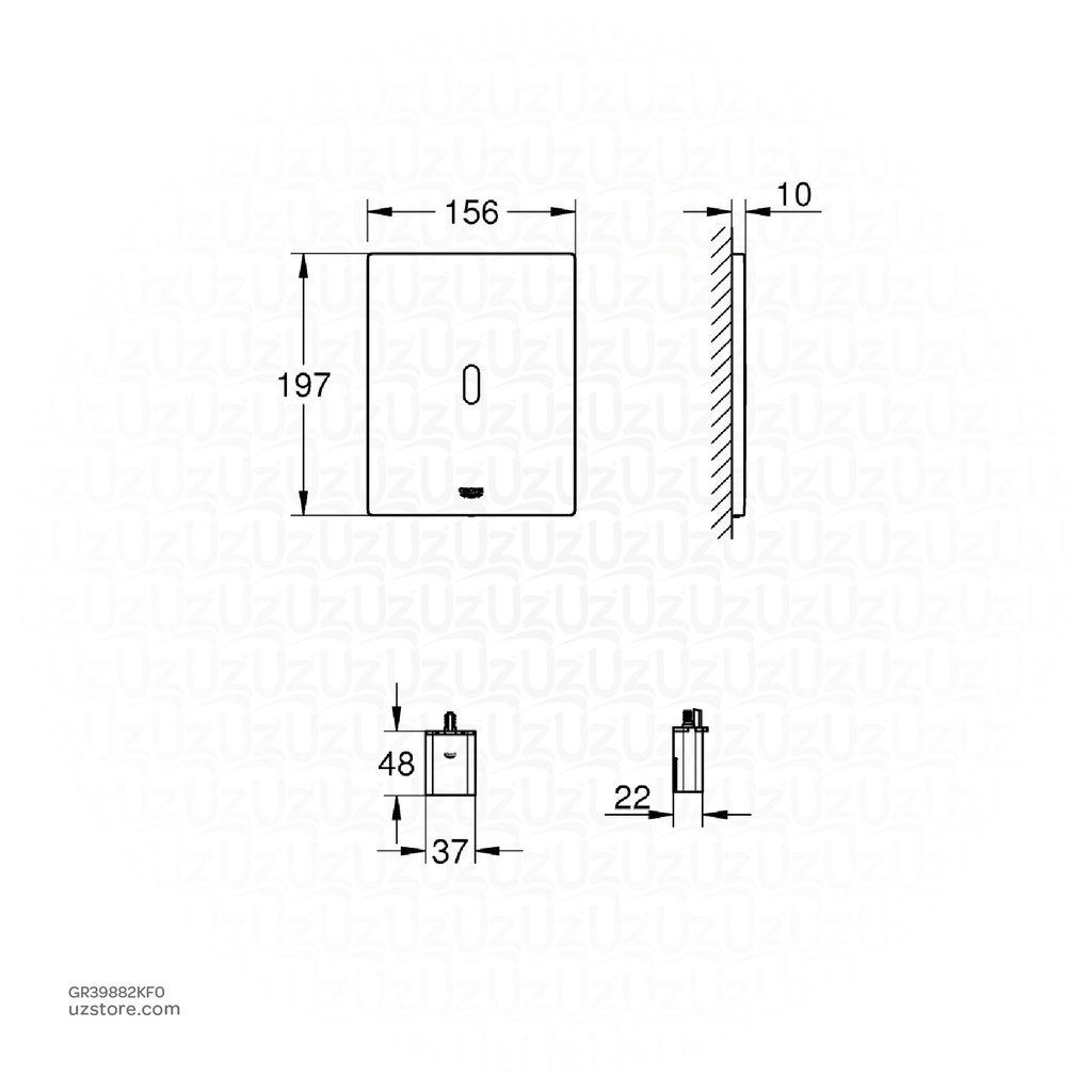 GROHE Tectron Bau E Infra-red electronic for WC flushing cistern , 39882KF0 , phantom black