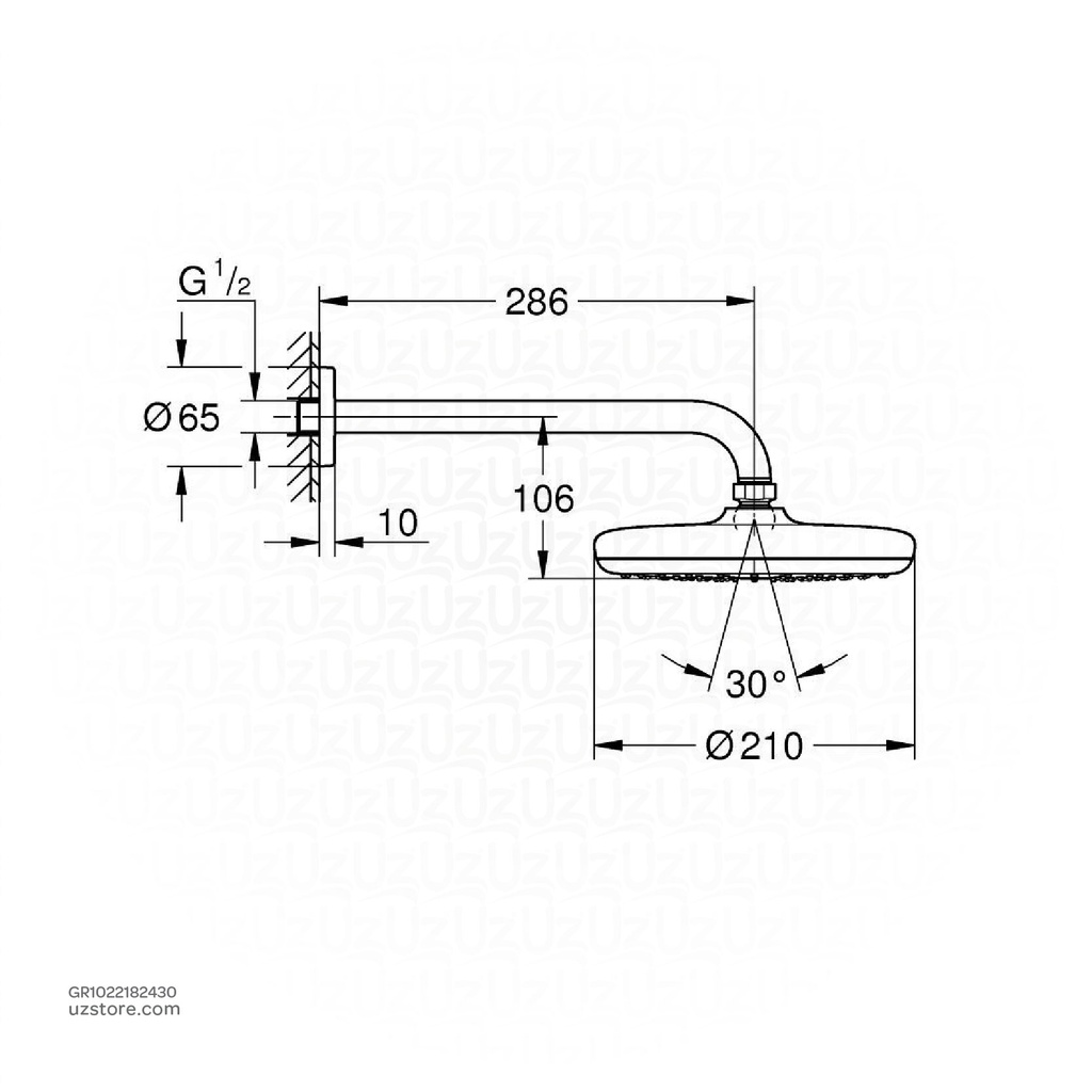 GROHE NTempesta 210 Headshower Set 286mm 9,5l 1022182430