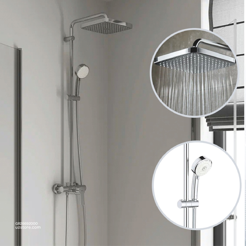 GROHE Tempesta Cosmopolitan System 250 Cube Shower system with single lever mixer for wall mounting , 26692000 , chrome