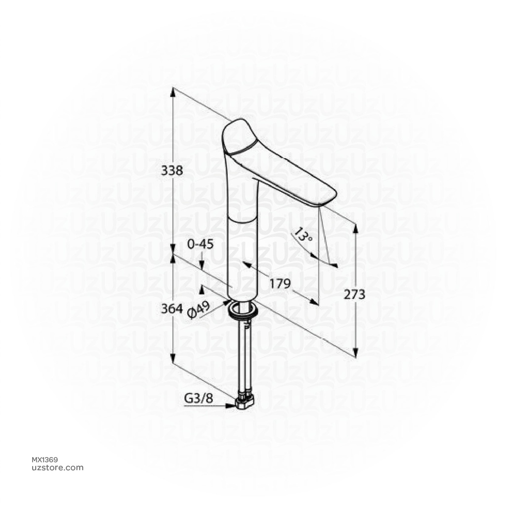 KLUDI RAK Amba Single Lever Basin Mixer DN 15, Height 273mm Deck-Mounted 
RAK532980575