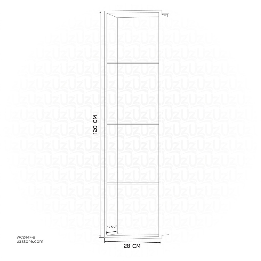 Matte Black Stainless steel Quadruple Niche wall with light  , B4024B-LED-L