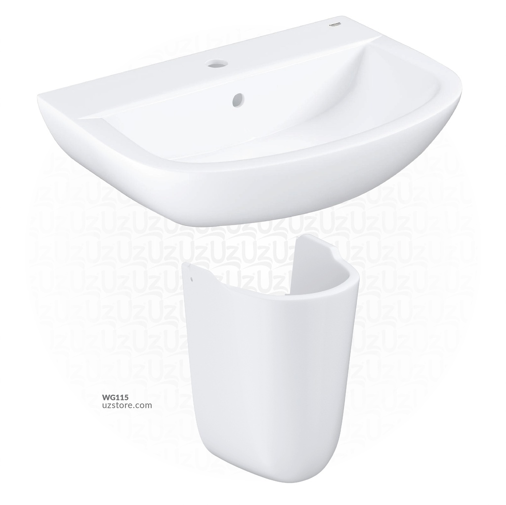 BAU Ceramic washbasin wall hung 60 + BAU ceramic semi pedestal GR39421000+GR39426000 GROHE 