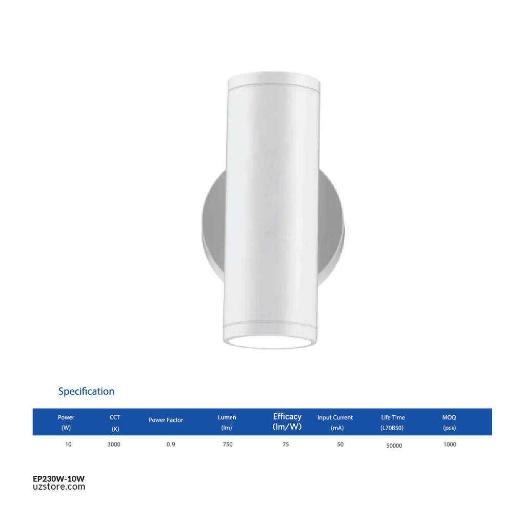 OPPLE LED Outdoor Wall Light 10W-3000K-15D-WH-GP , Warm White 715000002310 