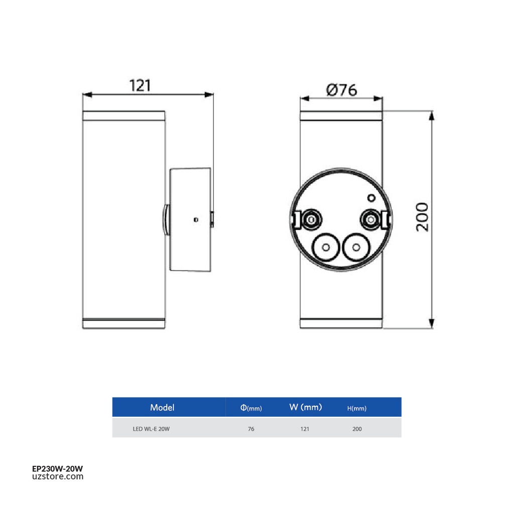OPPLE LED Outdoor Wall Light-20W-3000K-15D-WH-GP , 3000K Warm White 715000001910 