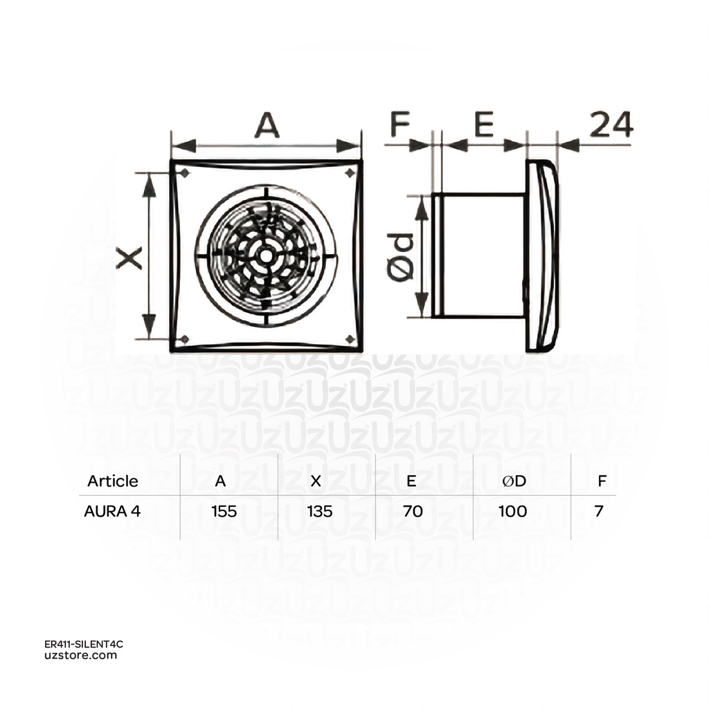 Axial Exhaust fan with back flow valve ⌀100 ERA SILENT 4C TURBO (Made in Russia)