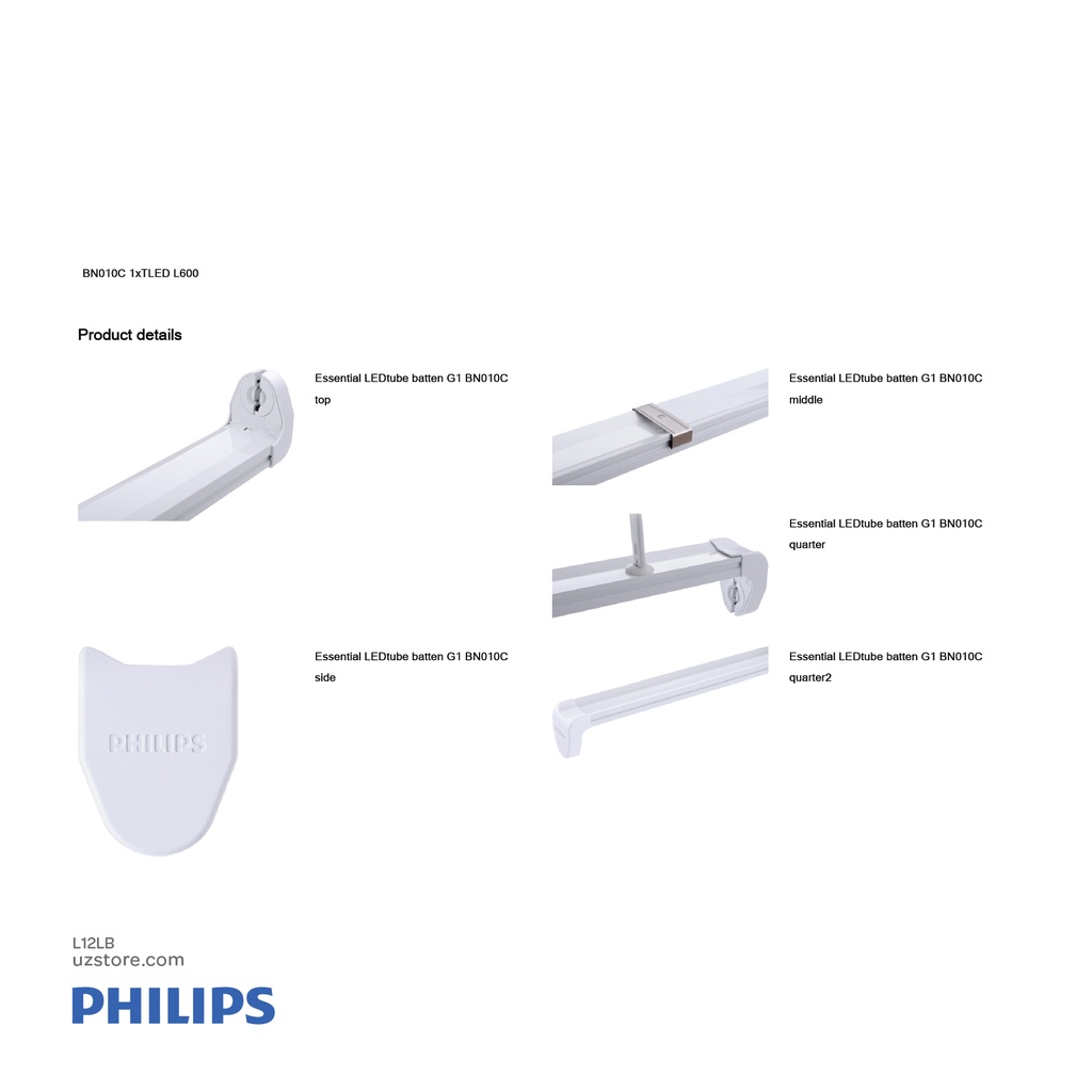 PHILIPS 2Ft Single LED T8 Batten BN010C 1*10W 1xTLED L600 EN 
