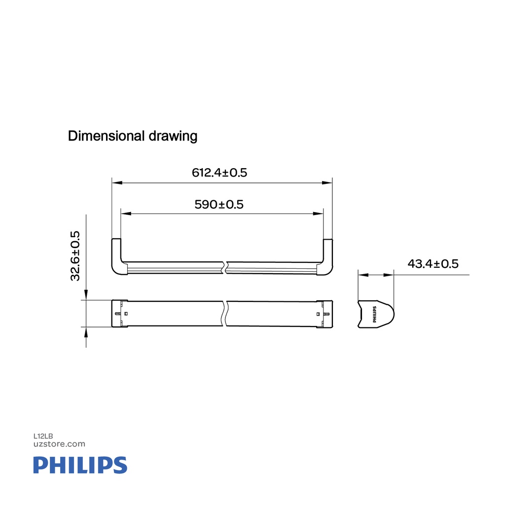 PHILIPS 2Ft Single LED T8 Batten BN010C 1*10W 1xTLED L600 EN 