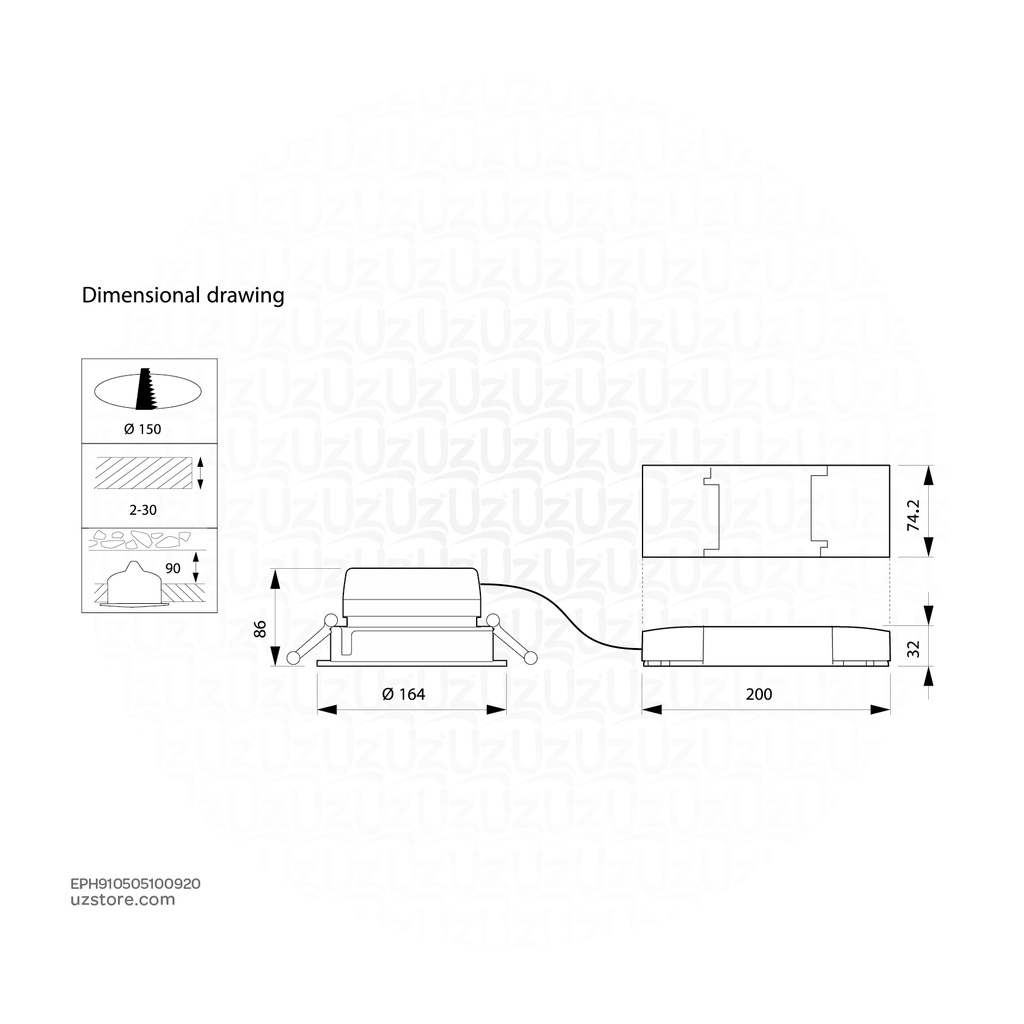 Philips LuxSpace Mini, recessed, 9.8 W, D150 mm, 1350 lm, 4000 K, UGR19, High-gloss reflector, IP20 DN561B LED12S/840 PSU-E C WH 910505100920