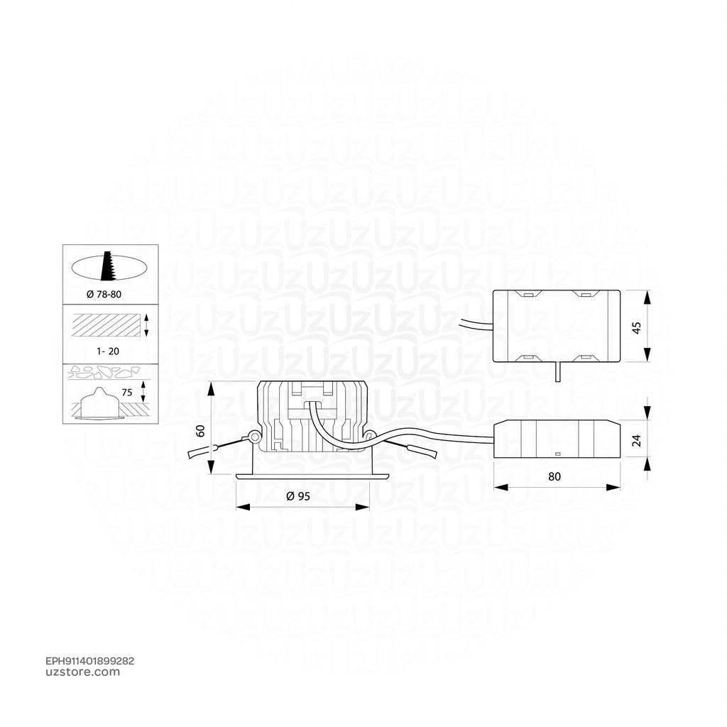 Philips CoreLine Recessed Spot gen2, Fixed, 10.2 W, D78 mm, 950 lm, 4000 K, Phase-cut dim, Wide beam, White, IP20/65 RS150B LED9-WB-/840 D78 PSR PI6 WH9 11401899282