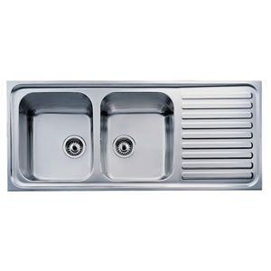 KLUDI RAK Inset Sink Double Bowl Single Drainer,
 SS 304 Satin Finish 3.5" Waste with siphons 
RAK90820