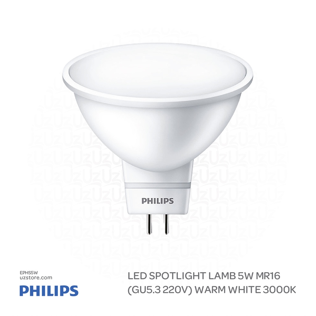 PHILIPS LED Spotlight Lamp 5W MR16 (GU5.3 220V) Warm white 3000K