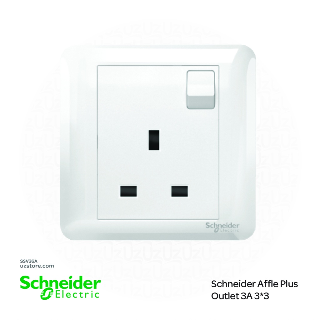 Schneider Affle Plus Switch Socket Single13A 3*3