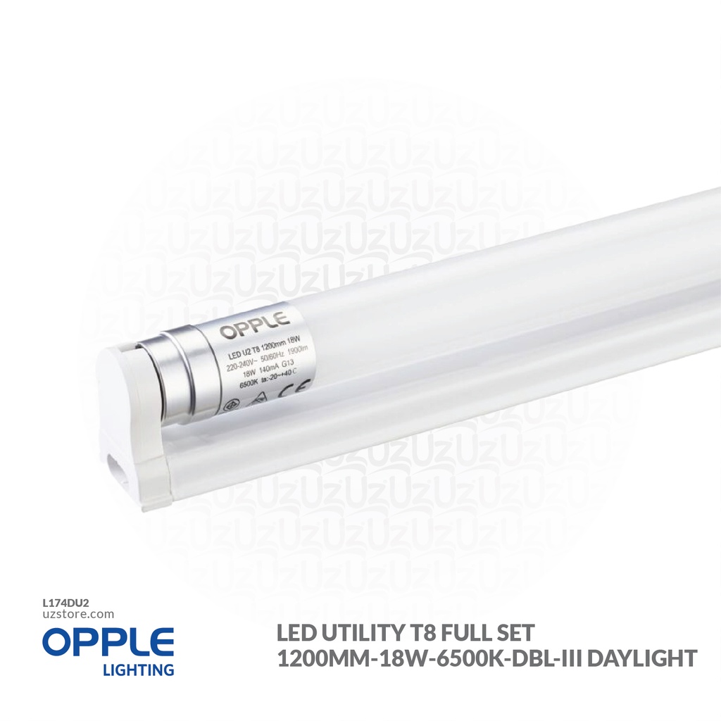 OPPLE LED Utility T8 Full set LED-U2-T8 Set-1200mm-18W-6500K-dbl-III Daylight 802003006610