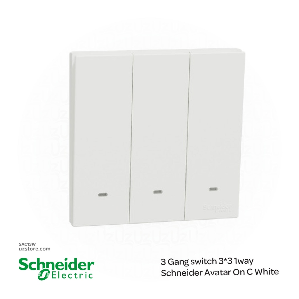 [SAC13W] 3 gang switch 3*3 1way Schneider Avatar On C White (E8733L1FWE)