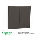 2 gang 1way Switch Schneider Avatar ON C Dark Grey  (E8732L1F_DG )