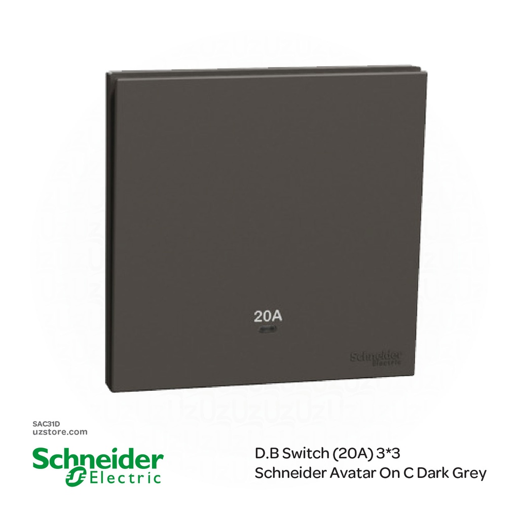 D.B Switch (20A) 3*3 Schneider Avatar On C Dark Grey