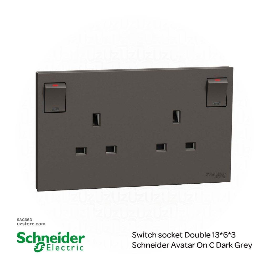 Switch socket Double 13*6*3 Schneider Avatar On C Dark Grey (E87T25 DG)