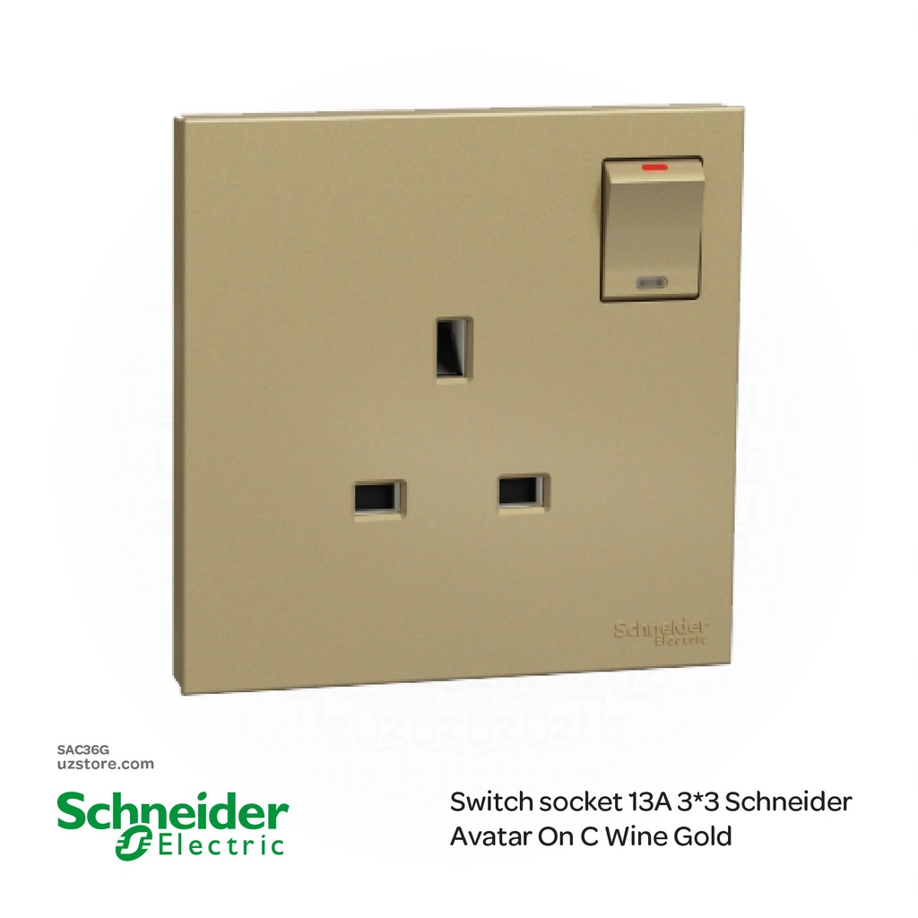 Switch socket 13A 3*3 Schneider Avatar On C Wine Gold
