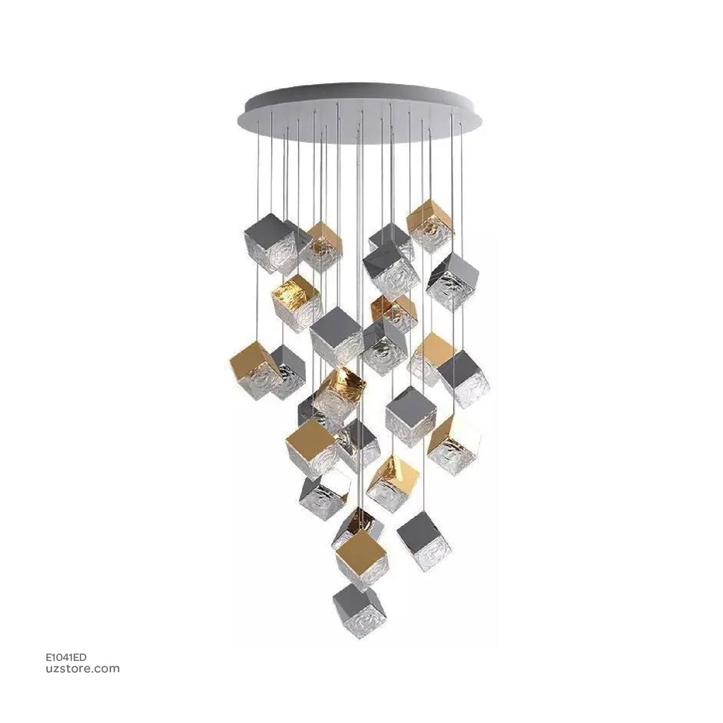 Pendant lamp Ø:1000*H7000 Stainless steel+Glass Brushed Brass+Brushed Black 3000K , 66037-1000-42