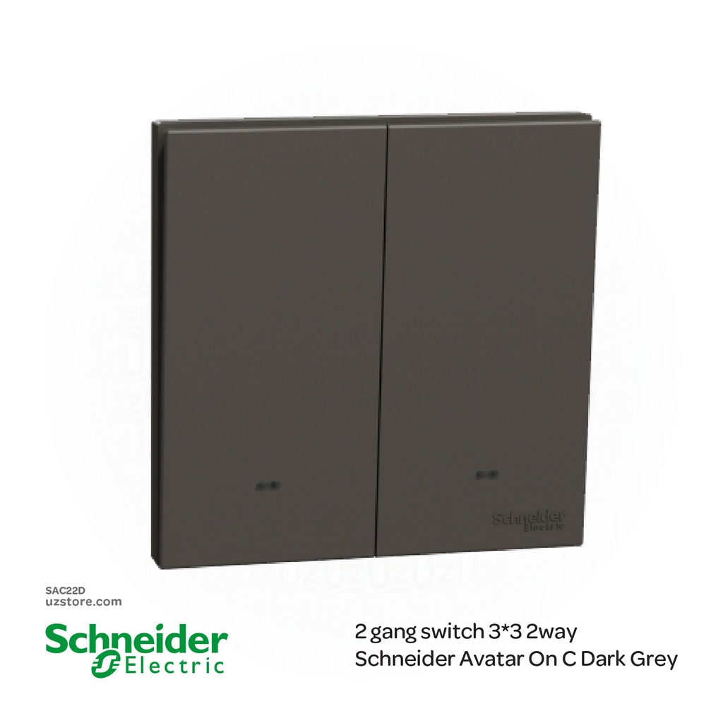 2 gang switch 3*3 2way Schneider Avatar On C Dark Grey
