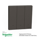 3 gang switch 3*3 2way Schneider Avatar On C Dark Grey