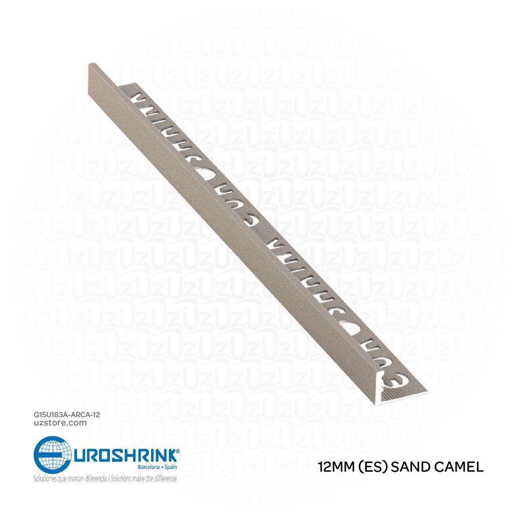 UROSHRINK Spain Tile Corner Steel Trim 183A-ARCA-12 Arena Camel 12MM (ES) Sand Camel