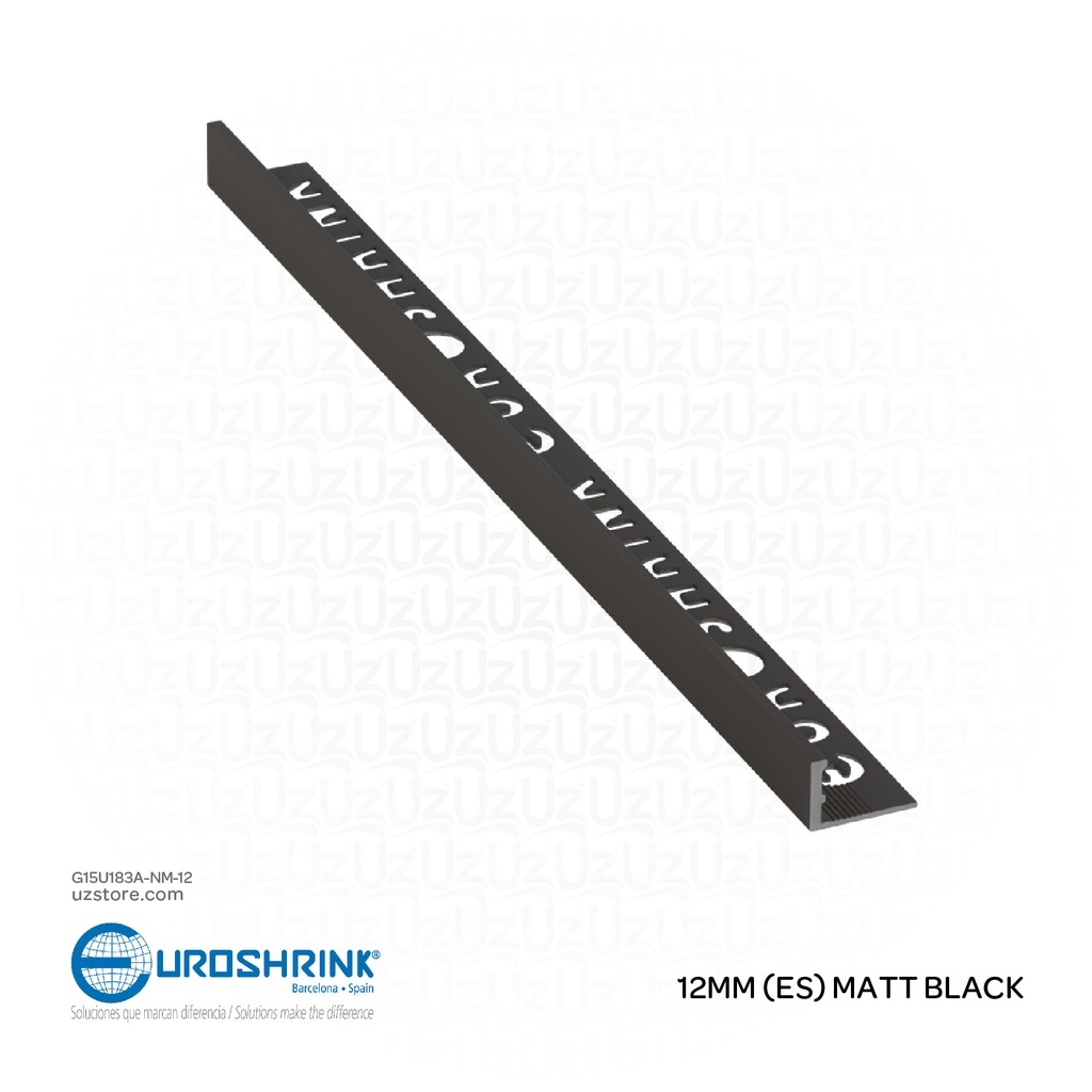 UROSHRINK Spain Tile Corner Steel Trim 183A-NM-12 Negro Mate 12MM (ES) Matt Black