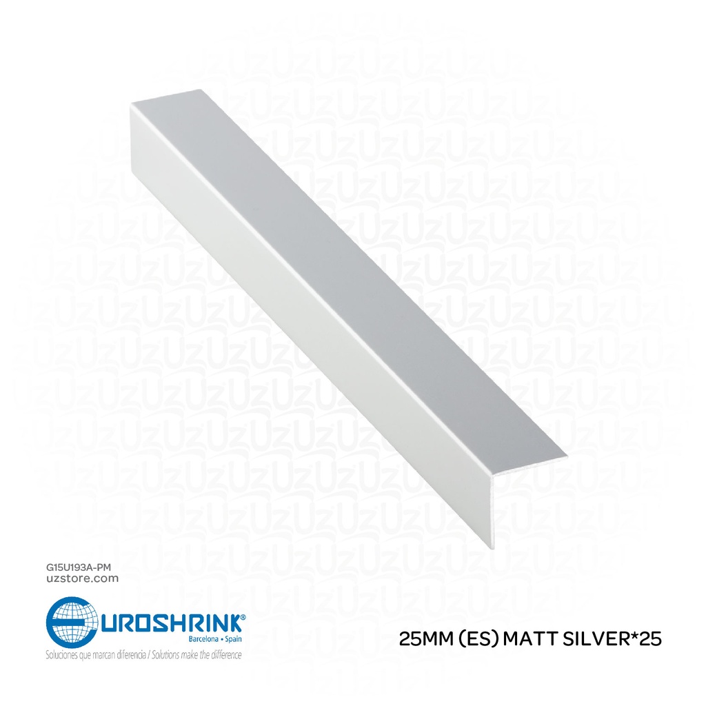 UROSHRINK Spain Tile Corner Steel Trim 193A-PM Plata Mate 25*25MM (ES) Matt Silver