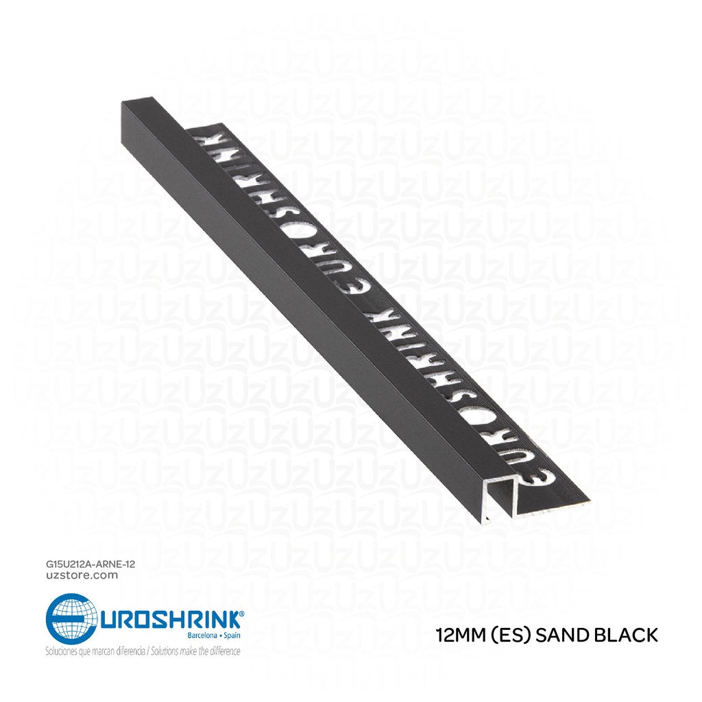 UROSHRINK Spain Tile Corner Steel Trim 212A-ARNE-12 Arena Negro 12MM (ES) Sand Black