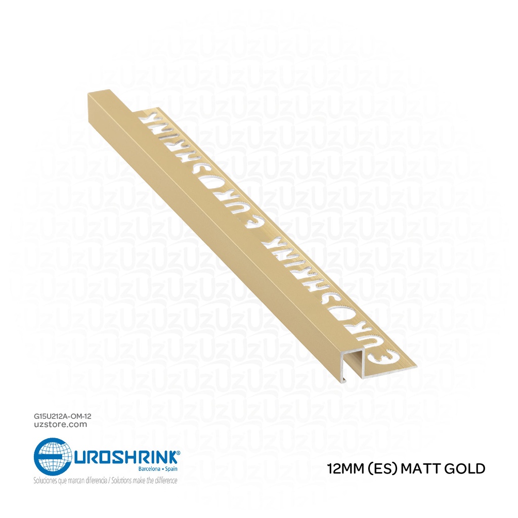 UROSHRINK Spain Tile Corner Steel Trim 212A-OM-12 Oro Mate 12MM (ES) Matt Gold