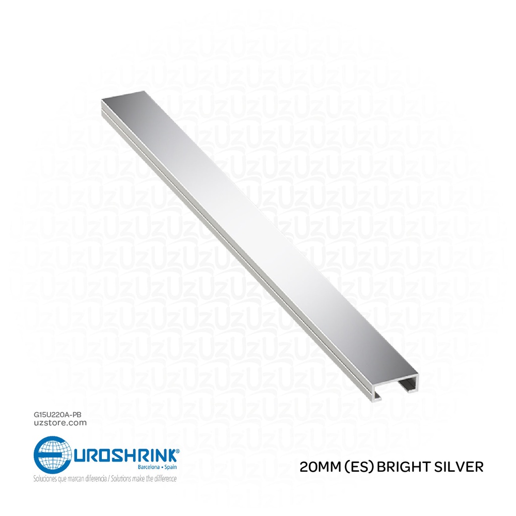 UROSHRINK Spain Tile Corner Steel Trim 220A-PB Plata Brillo 20MM (ES) Bright Silver