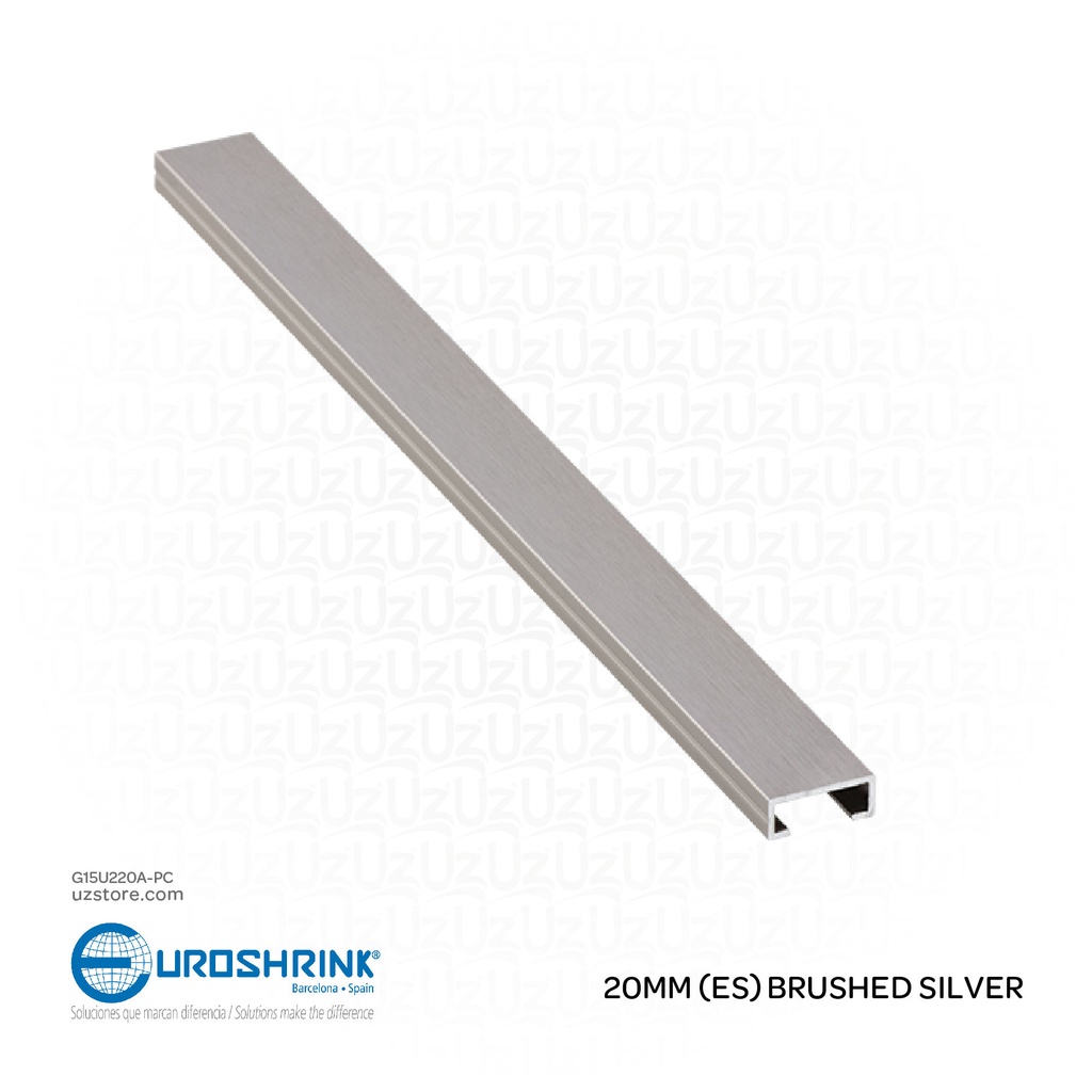 UROSHRINK Spain Tile Corner Steel Trim 220A-PC Plata Cepillado 20MM (ES) Brushed Silver