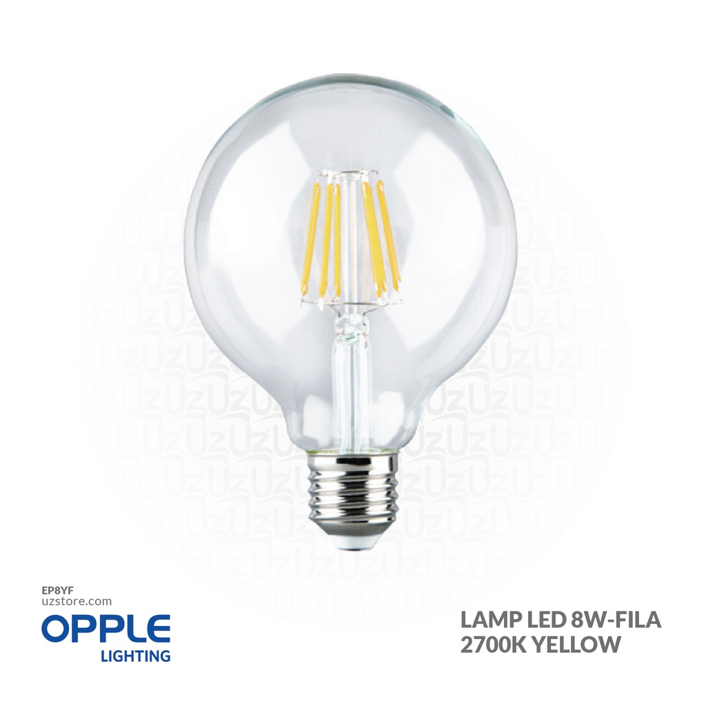 [EP8YF] OPPLE Lamp LED-E-G125-E27-8W-FILA-2700K-CT-TR Yellow 140059871 