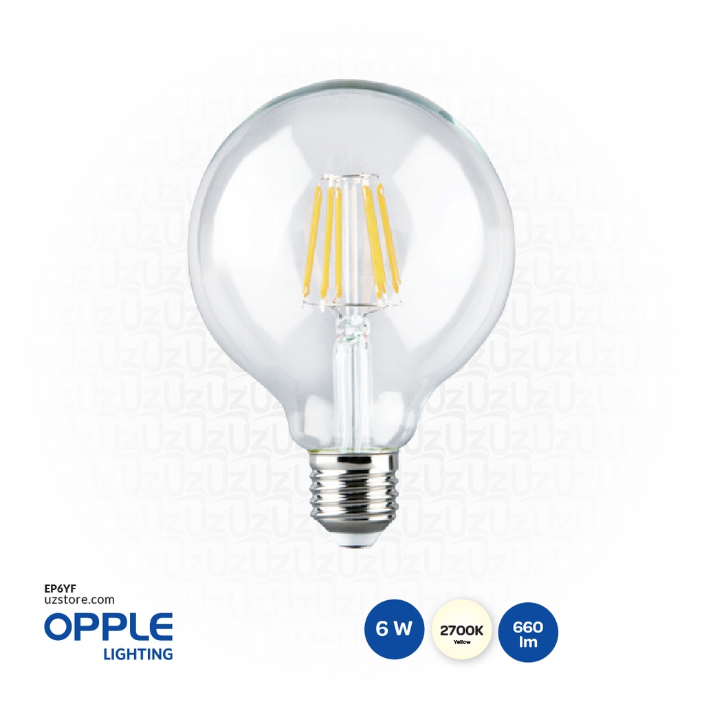 [EP6YF] OPPLE LED Filament Lamp LED-E-G95-E27-6W-FILA-2700K-CT-TR Yellow 140059869 