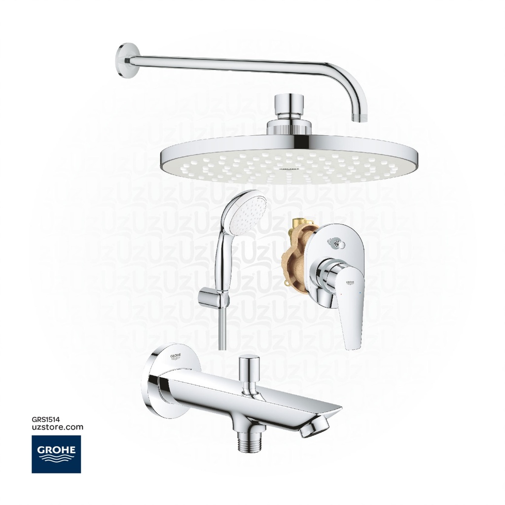 GROHE Concealed Shower Bundle 514 (BauEdge OHM set bath  +Concealed body+ Head Shower 20 cm + shower arm 40 cm +Hand Shower set +Bath spout with diverter)  