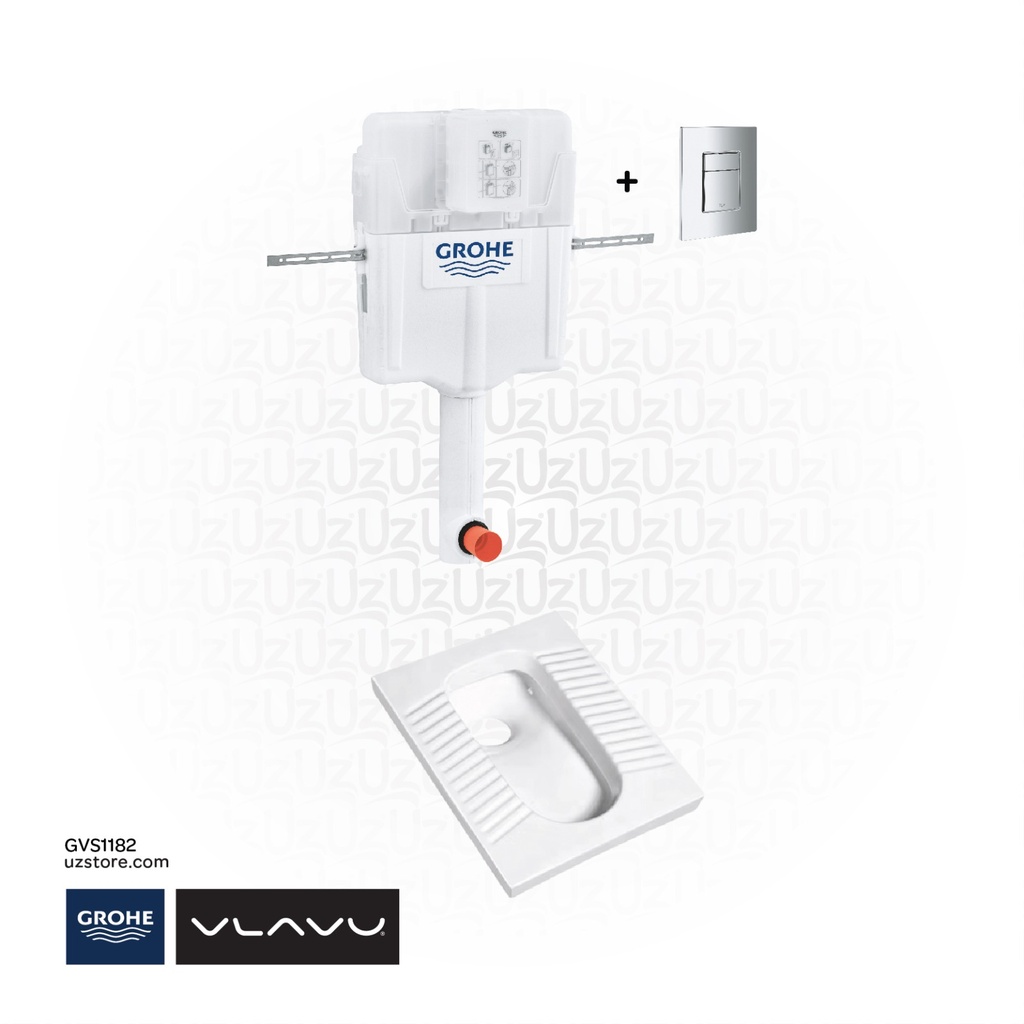 GROHE Concealed 182 (cistern conc.GD2+kate Cosmo, dual flush +Vlavu squantinbg pan )