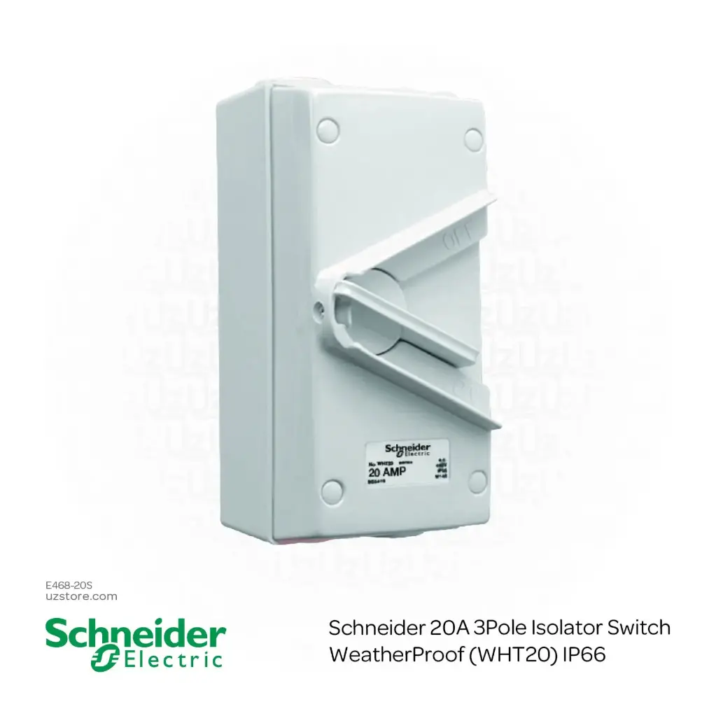 Schneider 20A 3Pole Isolator Switch WeatherProof (WHT20) IP66