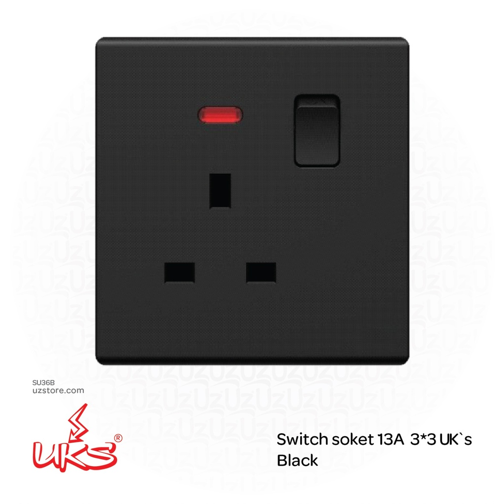 Switch soket 13A 3*3 UK`s BKV1521 Black