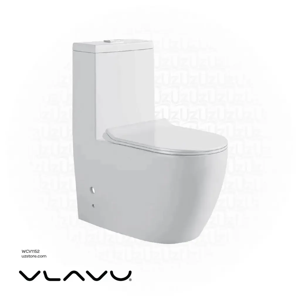 Vlavu One-Piece WC (Washdown Flushing) – S-trap 250mm, PP Cover & Seat, 700×380×810mm, Glossy White – CB.12.0142