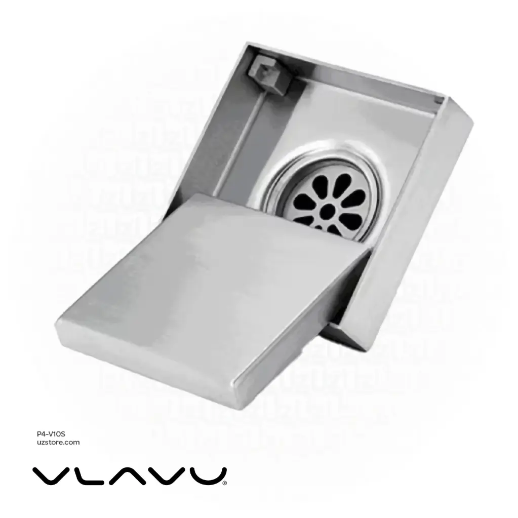 [P4-V10S] Vlavu Floor Drain (SUS304) – Outlet 50mm (2"), Drainage Accessory, 100×100mm, Brushed SS – 320TY1(10×10)