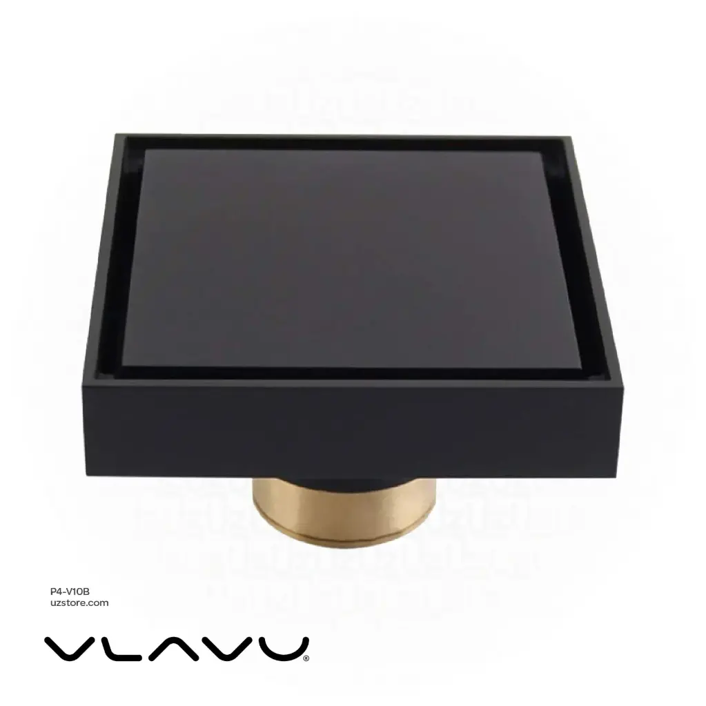 [P4-V10B] Vlavu Floor Drain (SUS304) – Outlet 50mm (2"), Drainage Accessory, 100×100mm, Matt Black