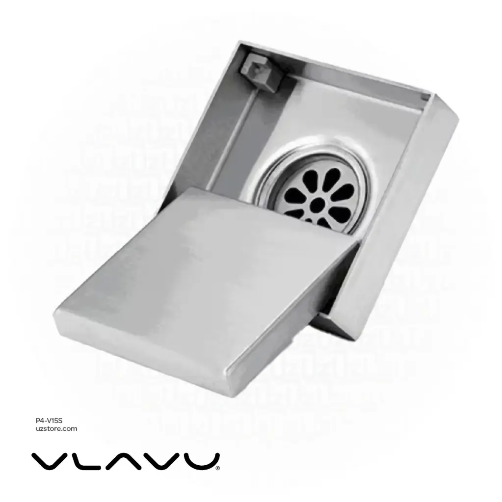 Vlavu Floor Drain (SUS304) – Outlet 100mm (4"), Drainage Accessory, 150×150mm, Brushed SS – 320TY1(15×15)
